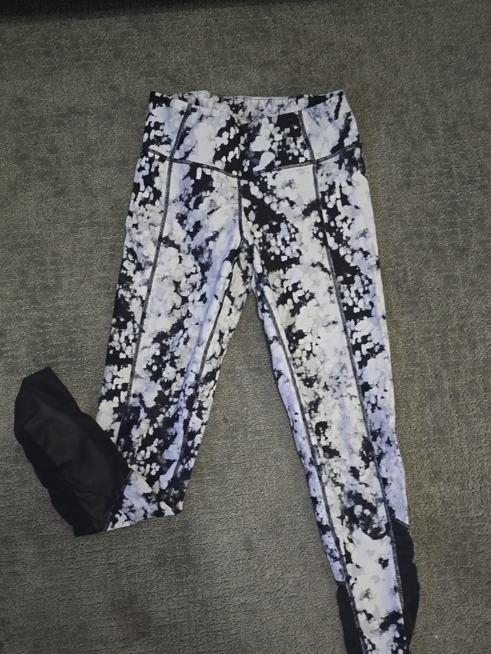 CALVIN KLEIN performance Quick Dry Black & Gray Tie-Dye Leggings Size S